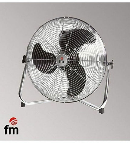 Grupo FM Vloerventilator F-45 140W metaal, draagbare plafondventilator voor huis en koken, zwart met metalen blad