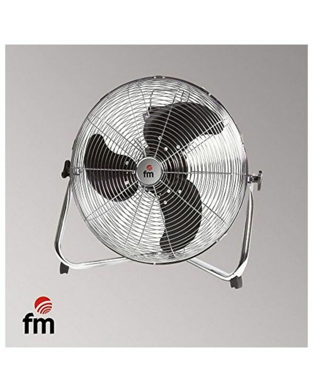 Grupo FM Vloerventilator F-45 140W metaal, draagbare plafondventilator voor huis en koken, zwart met metalen blad
