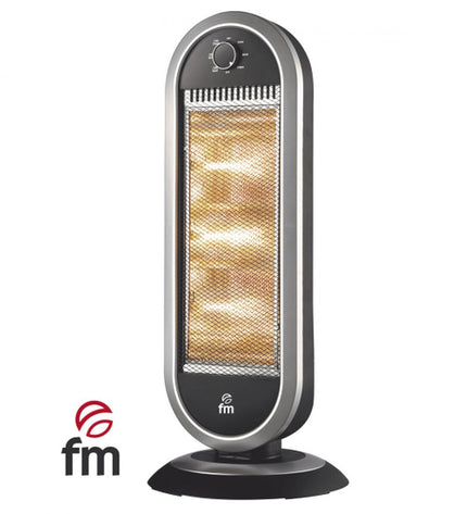 Grupo FM H30 black portable heater with 1200W capacity, suitable for home heating and cooling.