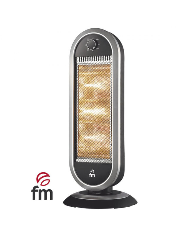 Grupo FM H30 black portable heater with 1200W capacity, suitable for home heating and cooling.