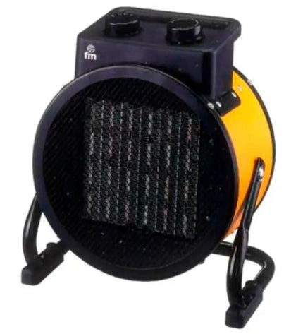 Grupo FM TI-30 3000W portable heater for home and cooking, compact design with digital controls and safety features.