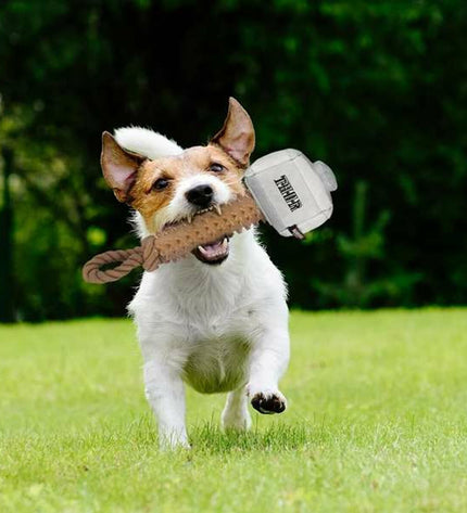 Gray The Avengers dog chew toy, 13x10x40 cm, made of durable material for dogs to chew and play with.