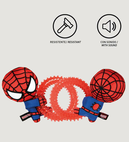 Red Spider-Man dog chew toys, 7x12.5x18.5 cm, set of 4, durable pet products for dogs by Spider-Man brand.