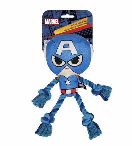 Blue Avengers dog toy, 13x10x20 cm, soft plush material, designed for dogs, featuring Avengers-themed characters and vibrant colors.