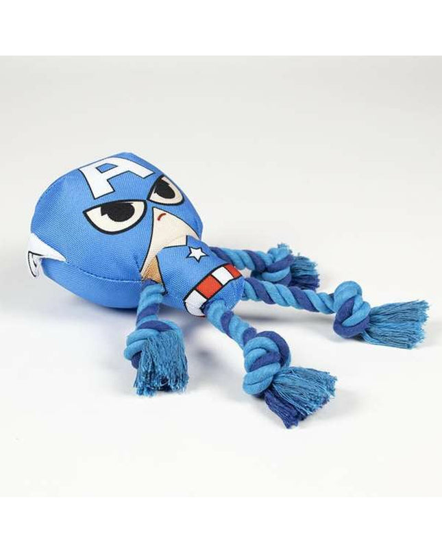 Blue Avengers dog toy made of durable material, measuring 13x10x20 cm, designed for playful pets.