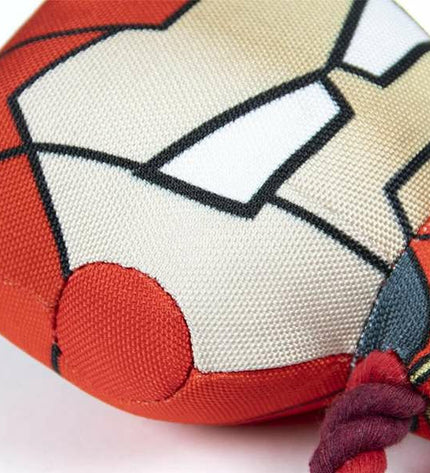 Red Avengers dog toy measuring 13x11x18 cm, made of durable material, designed for dogs to chew and play.