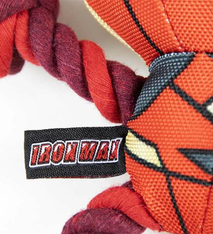 Red Avengers dog toy with cartoon character design, measuring 13x11x18 cm, made of durable material for playful dogs.