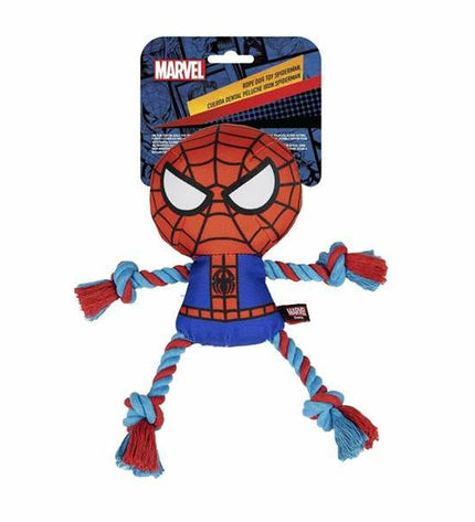 Set of four red Spider-Man dog toys in the shape of spiders, measuring 8x13x26 cm, made of durable dog-friendly material.