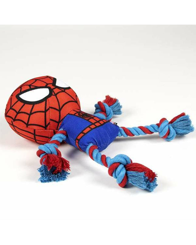 Set of four red Spider-Man dog toys shaped like spiders, measuring 8x13x26 cm, made for dogs, by Spider-Man brand.