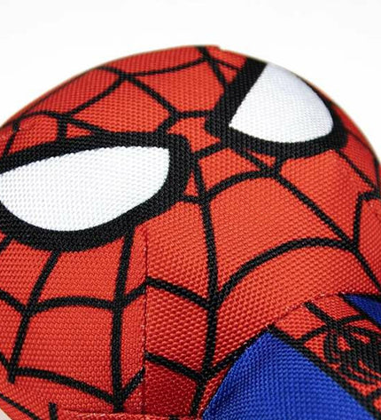 Set of four red Spider-Man dog toys shaped like spiders, measuring 8x13x26 cm, made for playful dogs.