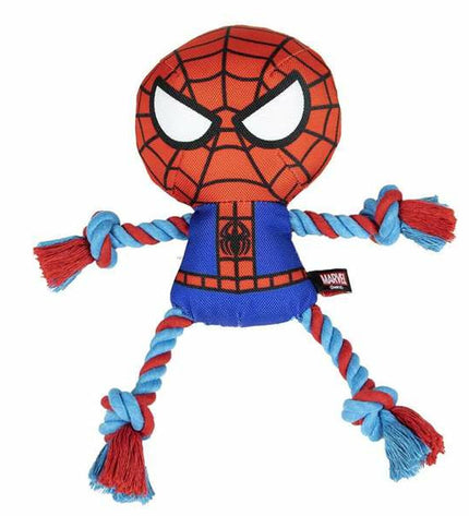 Set of four red Spider-Man dog toys shaped like spiders, measuring 8x13x26 cm, made for dogs, branded Spider-Man.