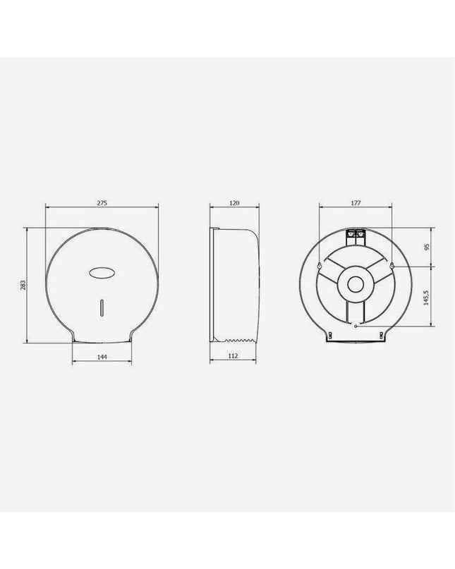 White Tork toilet roll holder made of ABS plastic, measuring 28.3 x 12 cm, designed for bathroom and household use
