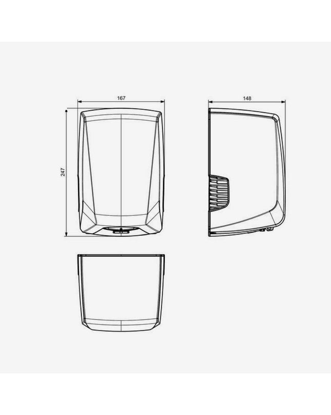 Jofel Power+ black hand dryer for bathroom, 800W, wall-mounted in modern bathroom setting