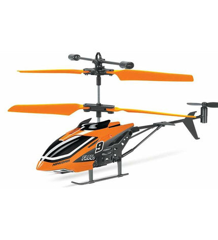 Ninco Air Flog 2 infrared remote control helicopter toy, blue and black, with rotor blades and remote control visible.