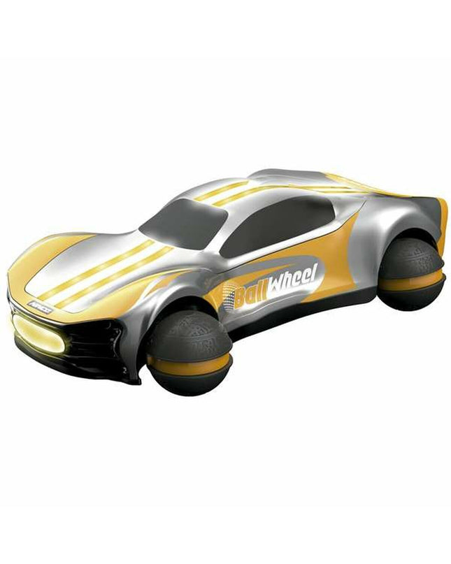 Ninco remote control police car with ball wheel, toy vehicle for kids, detailed plastic police car on a white background.