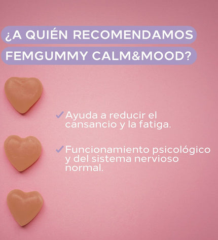 Cumlaude Lab FEMGUMMY CALM & MOOD dietary supplement box with 60 gummies for mood and calmness, health and personal care product.