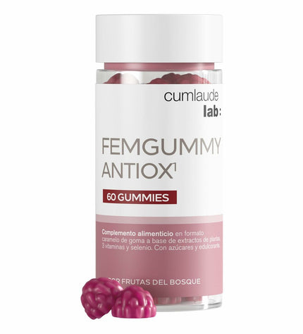 Cumlaude Lab FEMGUMMY ANTIOX voedingssupplement box with 60 gummies, health and personal care, vitamins and minerals.