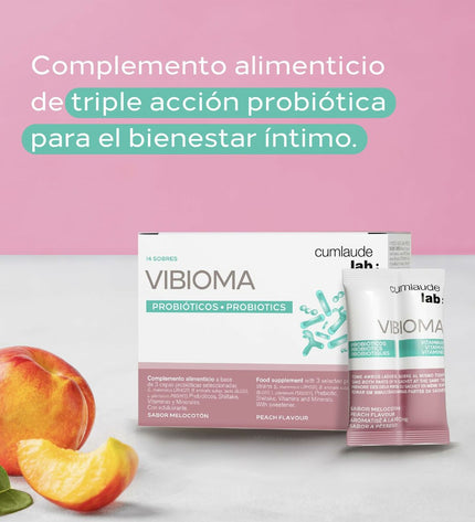 Box of Cumlaude Lab VIBIOMA dietary supplement capsules, 14 pieces, in a health and personal care setting.