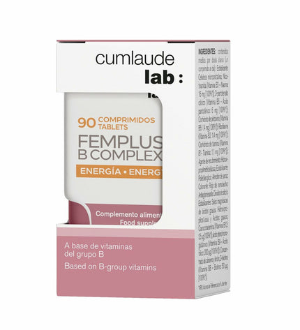 Cumlaude Lab FEMPLUS B-COMPLEX voedingssupplement in verpakking, vitamins and minerals supplement for health and personal care.