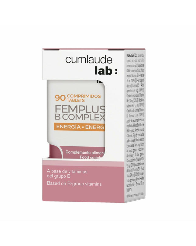Cumlaude Lab FEMPLUS B-COMPLEX voedingssupplement in verpakking, vitamins and minerals supplement for health and personal care.