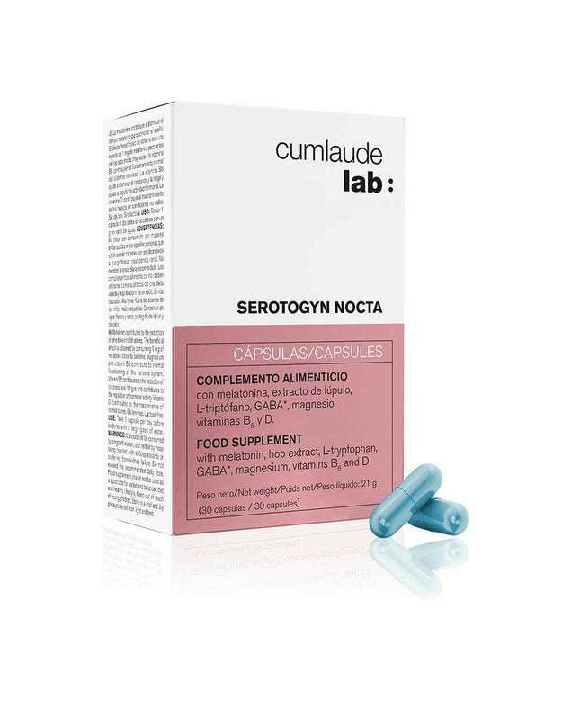 Cumlaude Lab Serotogyn Nocta dietary supplement box with 30 capsules, for health and personal care, vitamins and minerals.