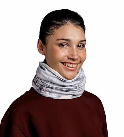 Buff Nekwarmer Trail Buff Snout in Ecru multicolour, lightweight outdoor neck warmer for hiking and camping activities.