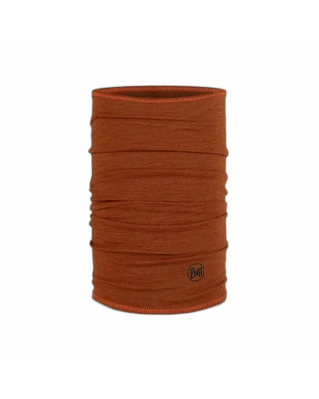 Buff Nekwarmer Trail Buff in solid cinnamon color, ideal for outdoor sports, camping, and hiking, shown in a close-up image.