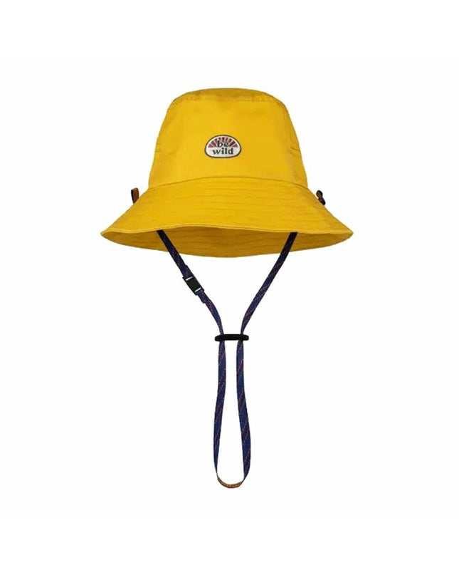 Buff Hoed Buff Raz Ocre multicolour, versatile outdoor headwear with colorful patterns, ideal for camping and hiking activities.