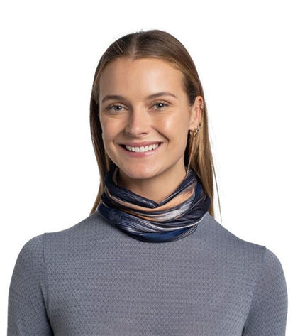 Buff Nekwarmer Buff Original Ecostretch Arky Midnight Blauw, versatile sport and outdoor neck warmer in midnight blue fabric.