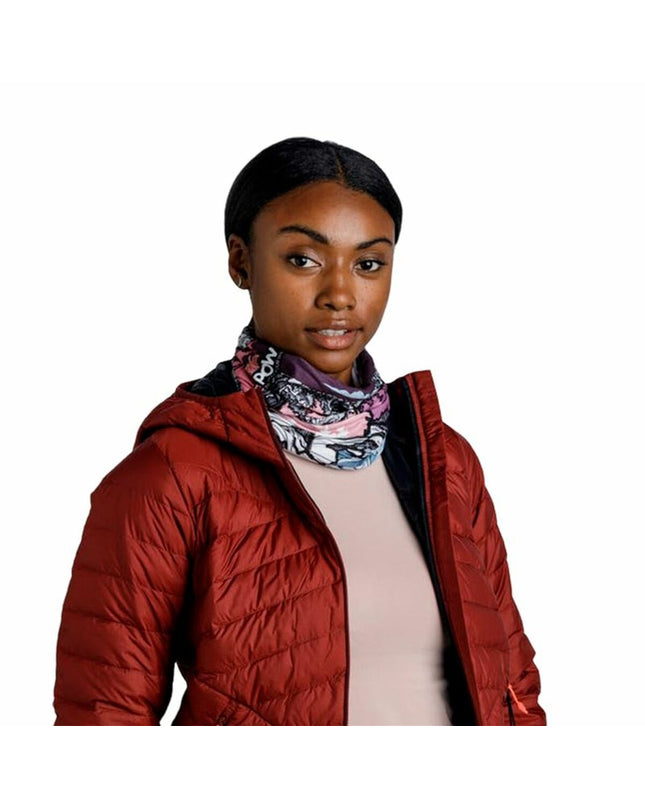 Buff Nekwarmer Buff Pow Ustir Multi Paars, versatile outdoor neck warmer for camping and hiking, in vibrant purple and blue shades.