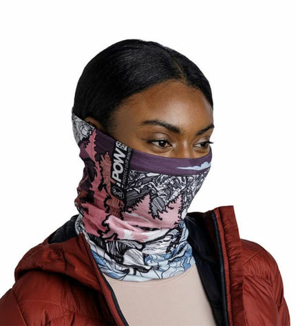 Buff Nekwarmer Buff Pow Ustir Multi Paars, versatile outdoor neck warmer for camping and hiking, in vibrant purple and blue tones.