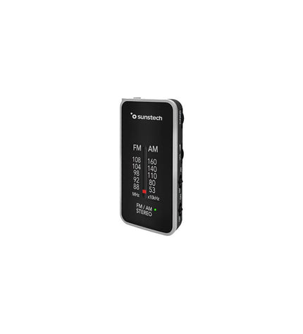 Sunstech RPC6SL transistor radio, colorful electronic toy with dials and antenna, designed for children, in a playful setting.
