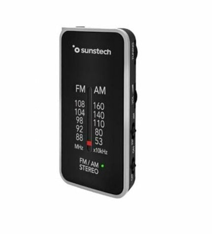 Sunstech RPC6SL transistor radio, electronic toy in vibrant colors, featuring dials and antenna, designed for children's play.