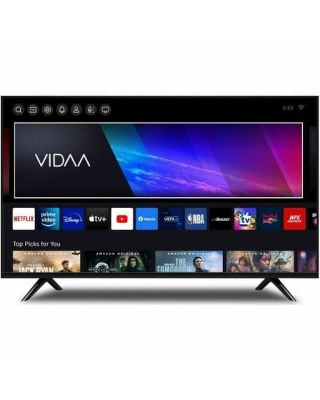 Sunstech 32-inch HD Smart TV displaying a colorful screen, sleek black frame, ideal for home entertainment and video streaming.