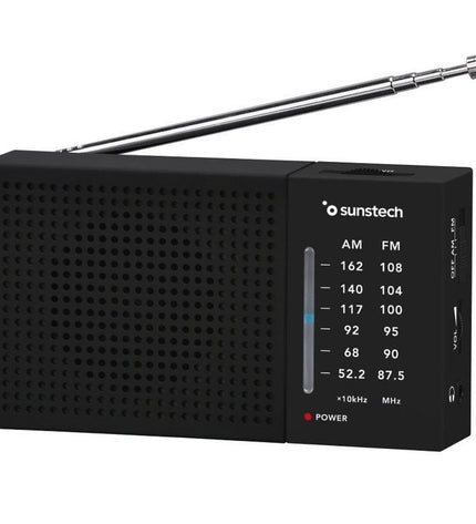 Sunstech RPS412BK transistor radio, electronic toy with colorful buttons and speaker, designed for playful, portable entertainment.