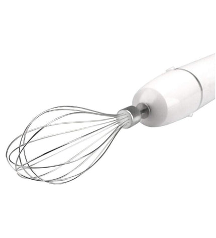Magefesa MGF4123 750W hand blender with white handle, designed for kitchen and cooking tasks, compact electric kitchen appliance.