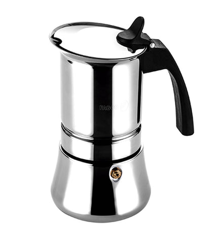 Fagor Italiaanse koffiemok in roestvrij staal, geschikt voor huis en koken, perfect voor het zetten van espresso en koffie