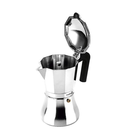 Fagor Italiaanse koffiepot in staal en aluminium, 6 kopjes, geschikt voor huis en koken, ideal voor Italiaanse espresso.