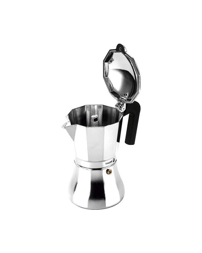 Fagor Italiaanse koffiepot in staal en aluminium, 6 kopjes, geschikt voor huis en koken, ideal voor Italiaanse espresso.