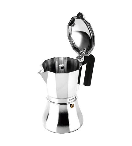 Fagor Italiaanse koffiepot in staal en aluminium for 9 cups, ideal for brewing traditional espresso-style coffee.