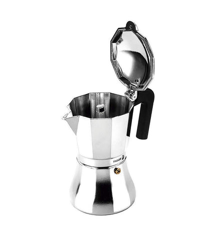 Fagor Italiaanse koffiepot in staal en aluminium, 12 kopjes, suitable for brewing traditional Italian espresso at home