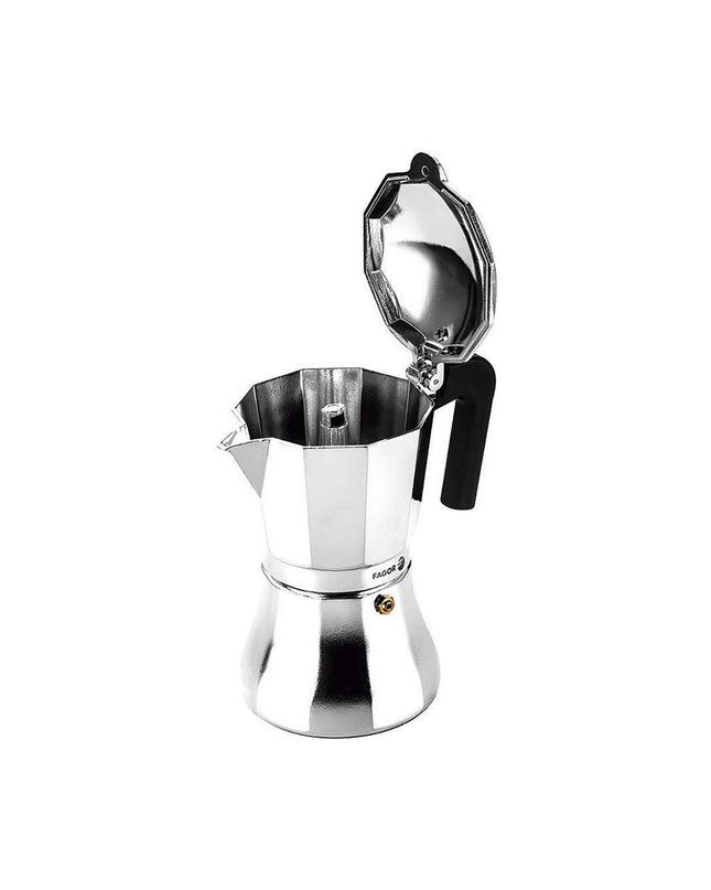 Fagor Italiaanse koffiepot in staal en aluminium, 12 kopjes, suitable for brewing traditional Italian espresso at home