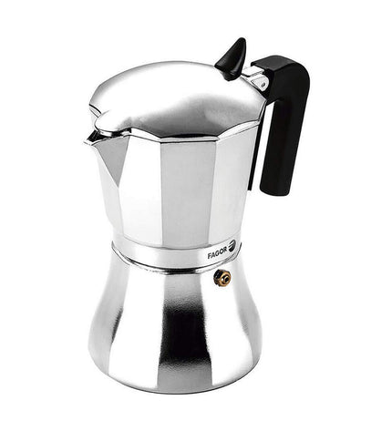 Fagor Italiaanse koffiepot in staal en aluminium voor 12 kopjes, geschikt voor huis en koken, koffie en thee.