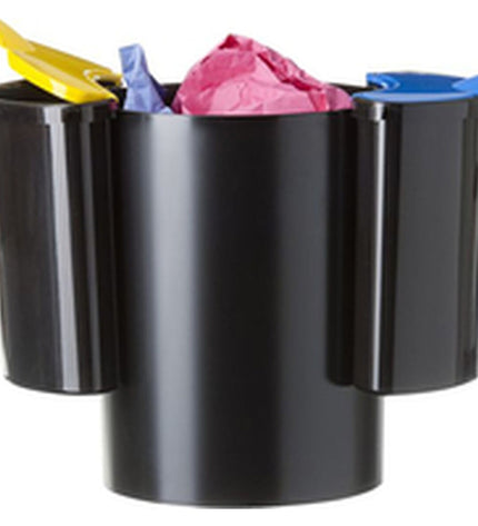 Black Archivo 2000 18L plastic waste bin for home and kitchen storage, made of durable polyestyreen material.