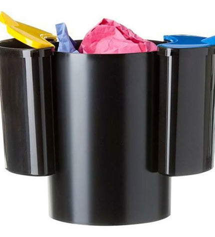 Black Archivo 2000 18L polyestyreen waste bin for home and kitchen storage, with a sleek, compact design.