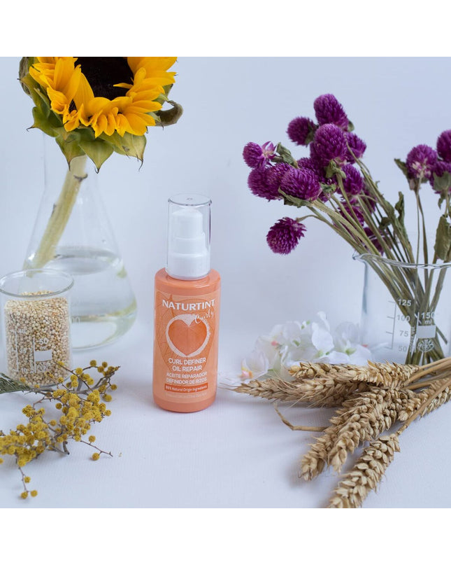 Naturtint Curly nutritional supplement bottle, 50 ml, in white packaging with label, used for health and personal care.