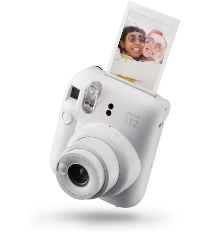Fujifilm Instax Mini 12 K digital camera with sleek design, buttons, and lens for instant photography.