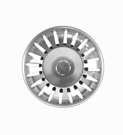 Fontastock bathroom sink drain stopper, 74x59x8 mm, in black, designed for kitchen and bathroom sinks.