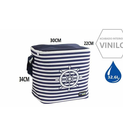 Bismark Koelbox 30L made of polyester, dimensions 30x34x22 cm, suitable for outdoor camping and hiking activities.