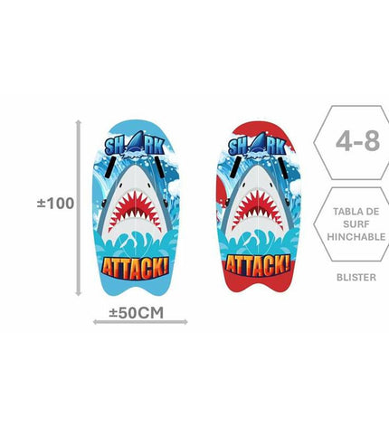 Colorful Shark Attack surfplank for kids, BigBuy Kids watersport equipment with a shark design, perfect for outdoor surfing fun.